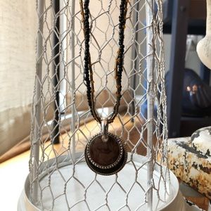 Brown and Black Beaded Pendant Necklace